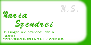 maria szendrei business card